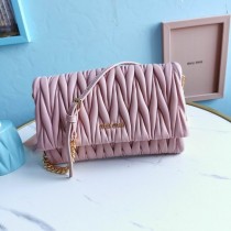Miu Miu Matelassé Nappa Leather Shoulder Bag Pink