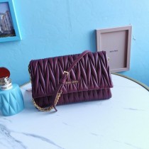 Miu Miu Matelassé Nappa Leather Shoulder Bag Wine Red