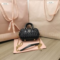 Miu Miu Matelassé Nappa Leather Top-Handle Mini-Bag Black