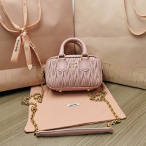 Miu Miu Matelassé Nappa Leather Top-Handle Mini-Bag Peach