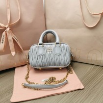 Miu Miu Matelassé Nappa Leather Top-Handle Mini-Bag Smoke