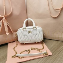Miu Miu Matelassé Nappa Leather Top-Handle Mini-Bag White