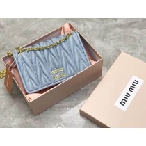 Miu Miu Matelasse Leather Chain Bag Blue
