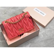 Miu Miu Matelasse Leather Chain Bag Red