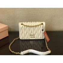 Miu Miu Matelasse Leather Chain Bag White