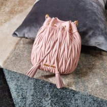 Miu Miu Matelasse Magenta Ladies Bucket Bag Pink