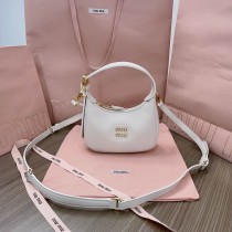 Miu Miu Mini Logo Plaque Shoulder Bag White