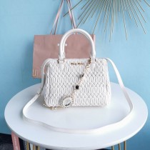 Miu Miu Miu Crystal Nappa Leather And Crystal Handbag White