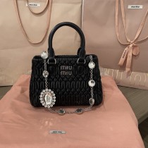 Miu Miu Miu Crystal Nappa Leather Handbag Black