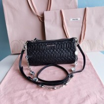 Miu Miu Nappa Crystal Mini Shoulder Bag Black