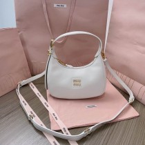 Miu Miu Small Logo Plaque Shoulder Bag White
