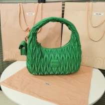 Miu Miu Wander Matelassé Nappa Leather Hobo Bag Green