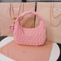 Miu Miu Wander Matelassé Nappa Leather Hobo Bag Pink