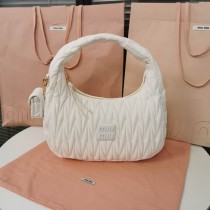 Miu Miu Wander Matelassé Nappa Leather Hobo Bag White