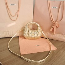 Miu Miu Wander Matelassé Nappa Leather Hobo Mini-Bag Gold