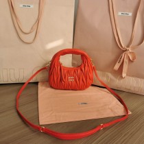 Miu Miu Wander Matelassé Nappa Leather Hobo Mini-Bag Red