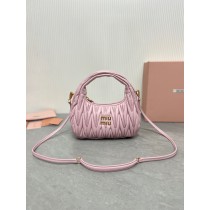 Miu Miu Wander Matelassé Nappa Leather Mini Hobo Bag Pink
