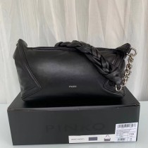 Pinko Nappa Leather Hobo Bag Black