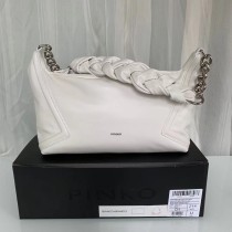 Pinko Nappa Leather Hobo Bag White