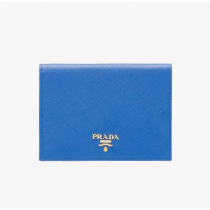 Prada 1mv412 Leather Passport Holder In Blue