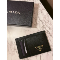 Prada Saffiano Leather Card Holder Black