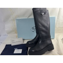 Prada Knee High Boots Leather Black