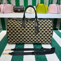 Prada Large Prada Symbole Embroidered Fabric Travel Bag 2VC034