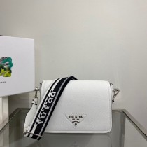 Prada Leather Shoulder Bag 1BD314 White
