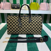 Prada Medium Prada Symbole Embroidered Fabric Travel Bag 2VC034