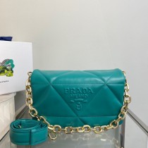 Prada Padded Nappa Leather Shoulder Bag Blue 1BD306