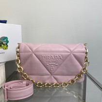 Prada Padded Nappa Leather Shoulder Bag Pink 1BD306