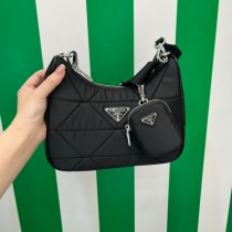 Prada Re-Nylon Padded Hobo Bag 1BC151 Black