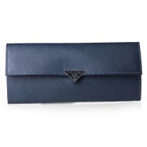 Prada Saffiano Calf Leather Bifold Wallet Blue