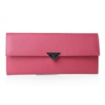 Prada Saffiano Calf Leather Bifold Wallet Rosy
