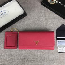 Prada Saffiano Leather Flap Wallet 1MH132 Fuchsia