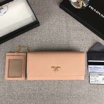 Prada Saffiano Leather Flap Wallet 1MH132 Nude
