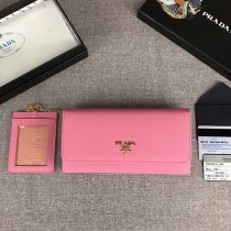 Prada Saffiano Leather Flap Wallet 1MH132 Pink