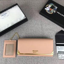 Prada Saffiano Leather Flap Wallet Nude 1MH132