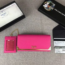 Prada Saffiano Leather Flap Wallet Rose Pink 1MH132