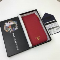 Prada Saffiano Leather Long Card Holder 1M1213 Red