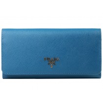 Prada Saffiano Leather Wallet Blue