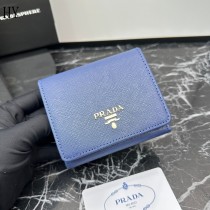 Prada Saffiano Leather Wallet Dark Blue