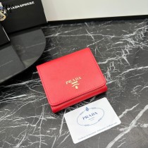 Prada Saffiano Leather Wallet Red