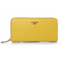 Prada Saffiano Zippy Wallet Yellow