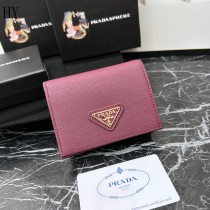 Prada Small Saffiano Leather Wallet 1MV021 Fuchsia