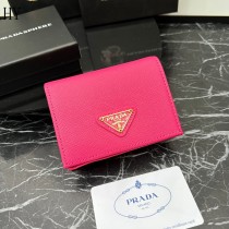 Prada Small Saffiano Leather Wallet 1MV021 Rose Pink