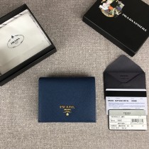 Prada Small Saffiano Leather Wallet 1MV204 Blue
