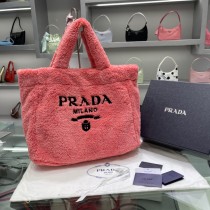 Prada Terry Embroidered Tote Bag 1BG130 Pink