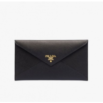 Prada Vitello Move Leather Long Envelope Holder 1MF175 Black