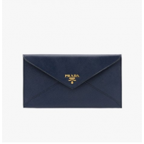 Prada Vitello Move Leather Long Envelope Holder 1MF175 Navy Blue
